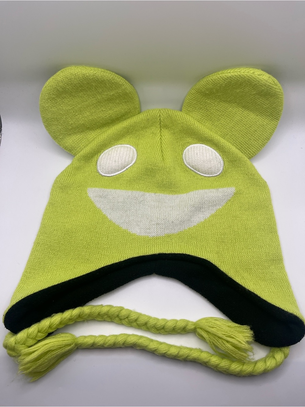 Deadmau5 Neon Knit Hat with Ears and Braids - EDM DJ Festivals Raves Concerts